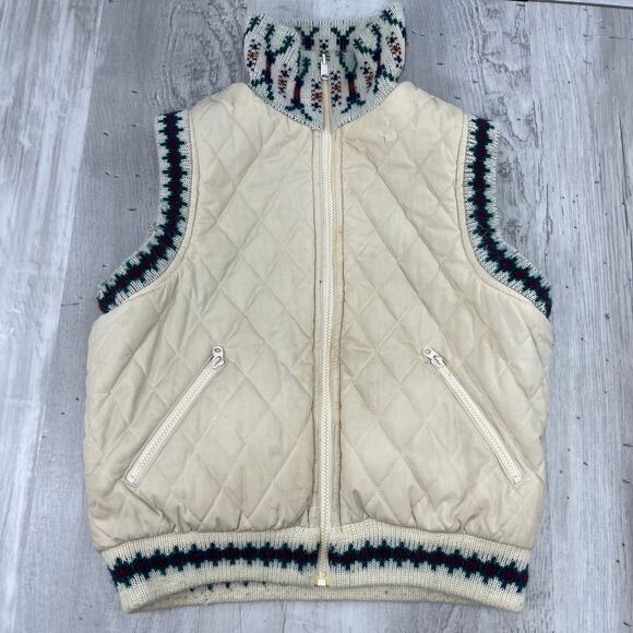 Vintage Junior Exchange Reversible Winter Knit Warm Full Zip Outdoors Ski Vest - Picture 3 of 15